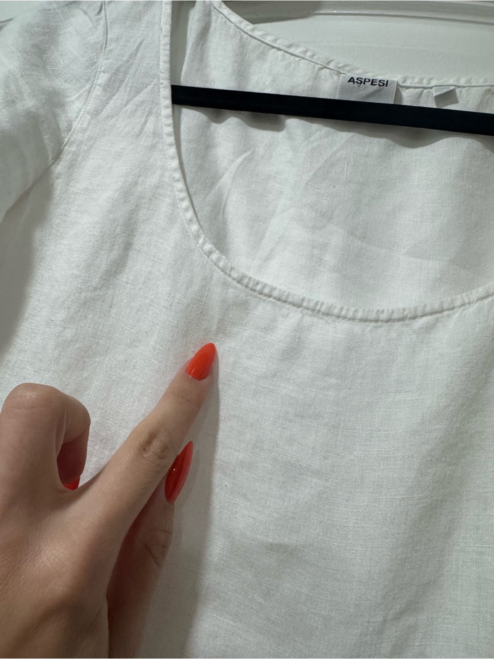 Aspesi White Short-Sleeve Linen Midi Dress - Picture 5 of 7